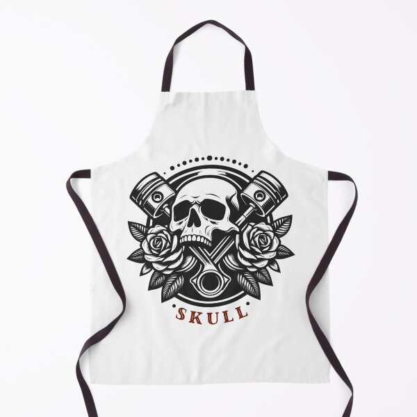 Item preview, Vintage Biker Skull with Pistons and Roses Tattoo Art designed and sold by AboutBella.