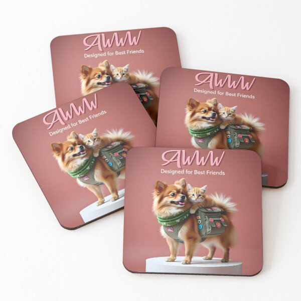 Item preview, Awww — Designed for Best Friends | Cat on Dog Piggyback with School Bag designed and sold by Creative-RE.