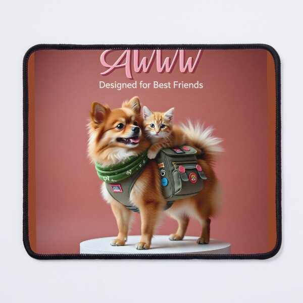 Item preview, Awww — Designed for Best Friends | Cat on Dog Piggyback with School Bag designed and sold by Creative-RE.