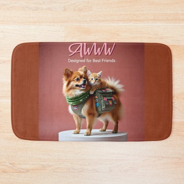 Item preview, Awww — Designed for Best Friends | Cat on Dog Piggyback with School Bag designed and sold by Creative-RE.