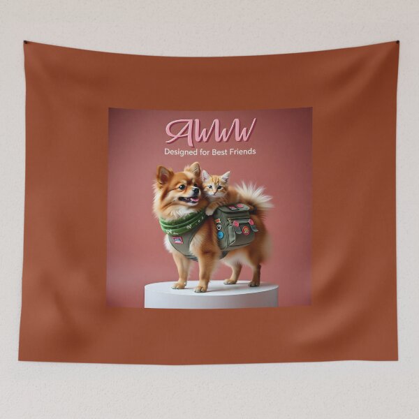 Item preview, Awww — Designed for Best Friends | Cat on Dog Piggyback with School Bag designed and sold by Creative-RE.