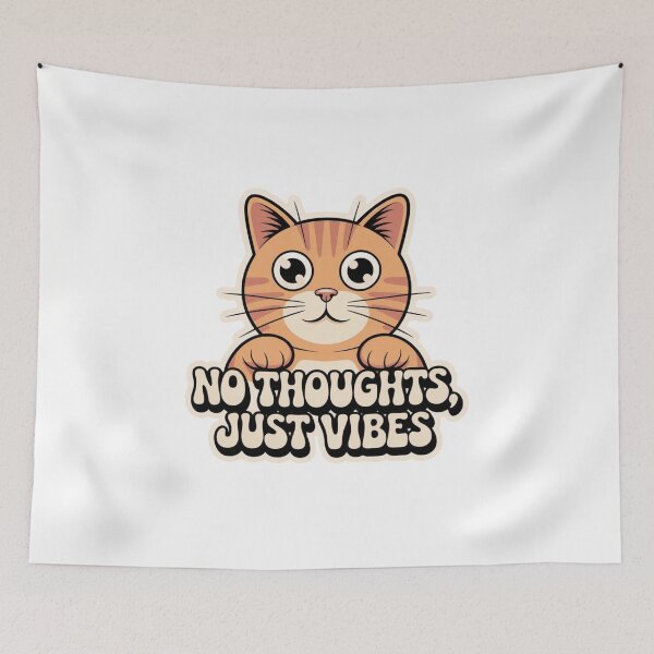 Item preview, No Thoughts Just Vibes Orange Cat Sticker | Funny Cat Lover Gift designed and sold by RICHYON.