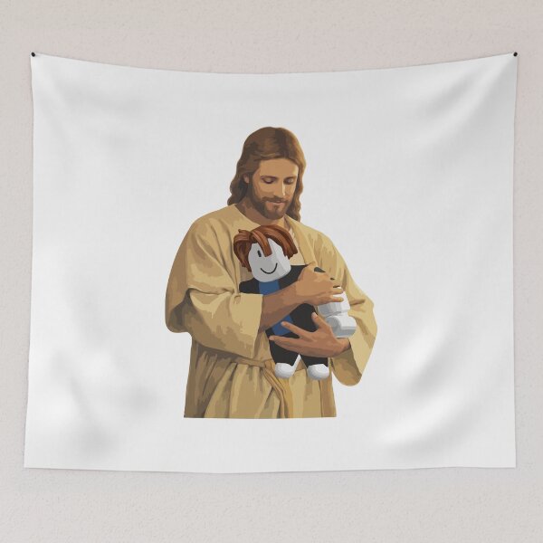 Item preview, Jesus Hugging Roblox Noob Meme – Wholesome Christian Gaming Meme | Funny Roblox Parody Aesthetic Art designed and sold by BrainBubbleArt.