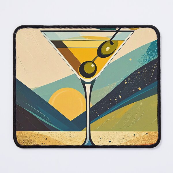 Item preview, Mid Century Modern Lemon Drop 2 Olive Sunrise Martini Art designed and sold by Lee Hiller Designs.