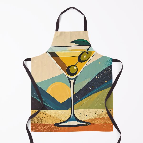 Item preview, Mid Century Modern Lemon Drop 2 Olive Sunrise Martini Art designed and sold by Lee Hiller Designs.