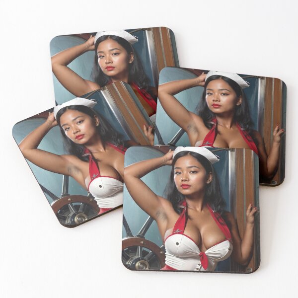 Item preview, Vintage 1950s Nautical Sailor Pin-Up Girl - Asian South Pacific Retro Art designed and sold by MissSaylor.