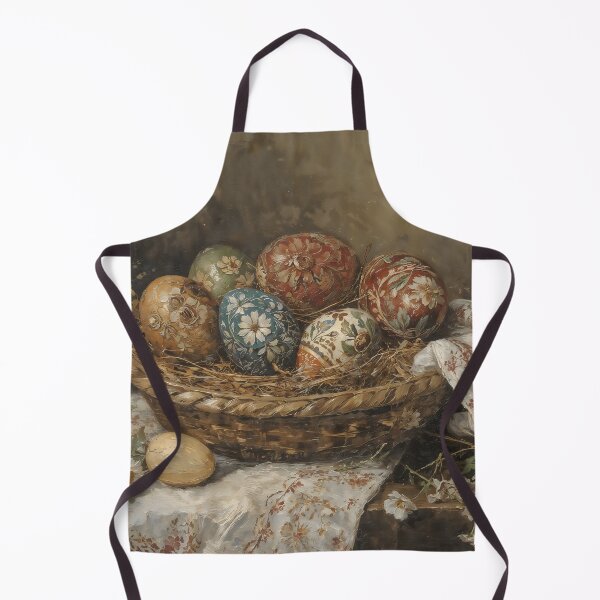 Item preview, Vintage Ornate Hand-Painted Easter Eggs in Woven Basket designed and sold by Sergey Sedunov.