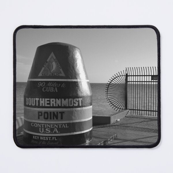 Item preview, Southernmost Point, Key West, Florida 90 miles to Cuba black and white photographic art print designed and sold by Astrid Arkhangelsky.
