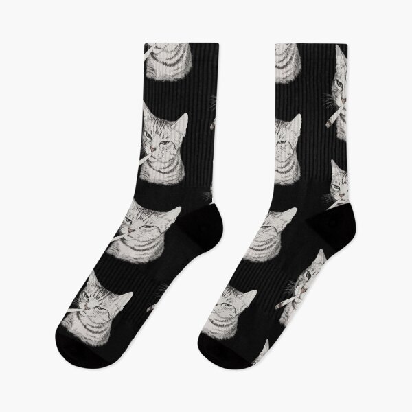 Item preview, Smoking Cat Illustration – Cool Chill Cat Aesthetic – Funny Edgy Meme Cat Streetwear Design designed and sold by BrainBubbleArt.
