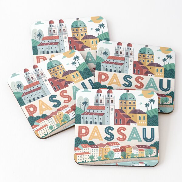 Item preview, Passau Germany Travel Poster | Colorful Old Town & Cathedral Illustration | European City Wall Art designed and sold by Witsprings.