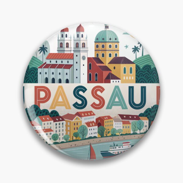 Item preview, Passau Germany Travel Poster | Colorful Old Town & Cathedral Illustration | European City Wall Art designed and sold by Witsprings.