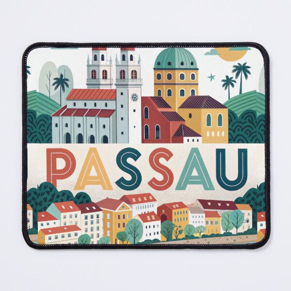 Item preview, Passau Germany Travel Poster | Colorful Old Town & Cathedral Illustration | European City Wall Art designed and sold by Witsprings.