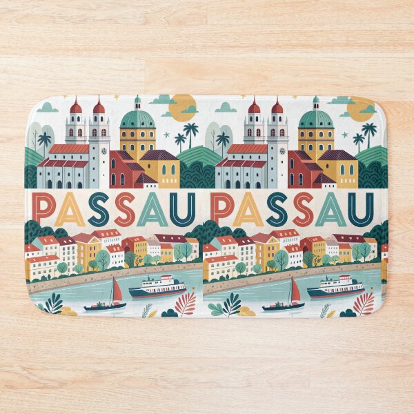 Item preview, Passau Germany Travel Poster | Colorful Old Town & Cathedral Illustration | European City Wall Art designed and sold by Witsprings.