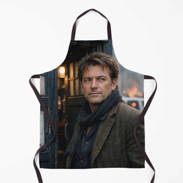 Item preview, Time Traveler Standing Near Blue Police Box designed and sold by NiceArtsPlace.