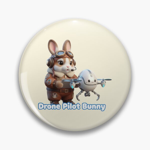 Item preview, Focused cute pilot bunny rabbit character operating futuristic drone designed and sold by Jdee23.