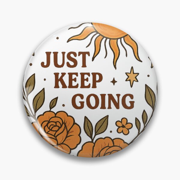 Item preview, Just Keep Going Vintage Design, Retro Motivational Quote, Sun Moon Floral Boho Shirt, Inspirational Wall Art designed and sold by VelvetBlooom.