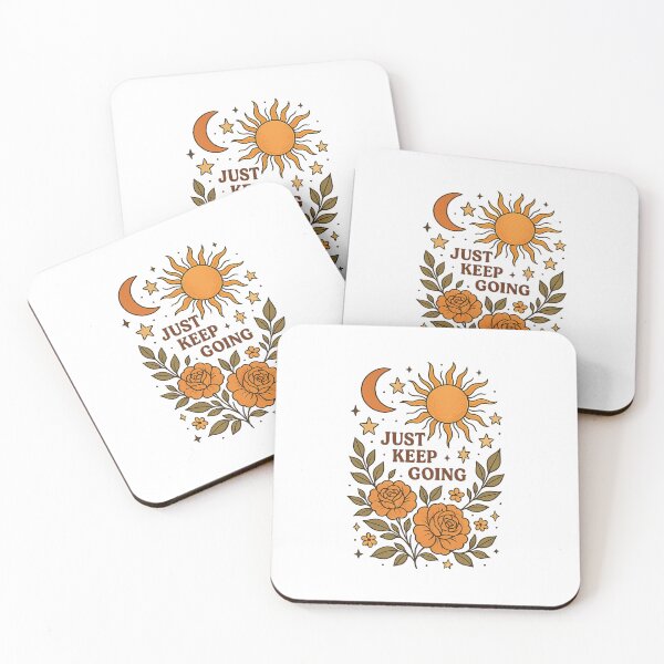 Item preview, Just Keep Going Vintage Design, Retro Motivational Quote, Sun Moon Floral Boho Shirt, Inspirational Wall Art designed and sold by VelvetBlooom.