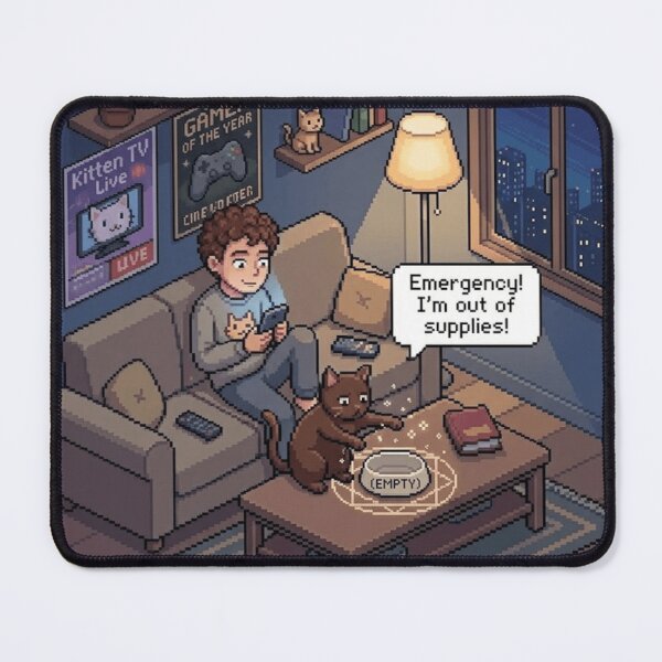 Item preview, Empty Bowl Spell Cat – Funny Pixel RPG Hunger Crisis designed and sold by PawMic.