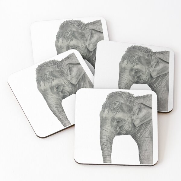Item preview, Smiling Elephant Drawing – Cute Colored Pencil Elephant Art, Happy Wildlife Illustration, Adorable Animal Design designed and sold by Heather Barker.