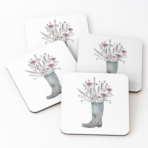 Item preview, Rain boots and wildflowers designed and sold by uunaa.