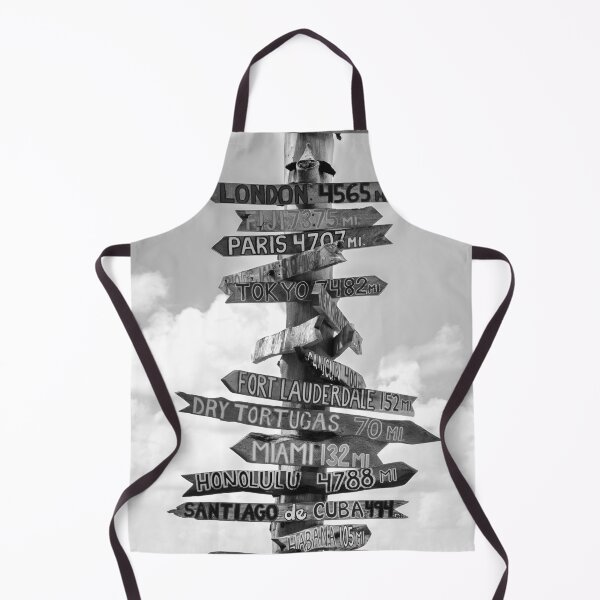 Item preview, Fort Zachary Taylor Beach, Key West direction sign to London, Paris, Nassau, Honolulu, Hawaii black and white photograph designed and sold by Astrid Arkhangelsky.