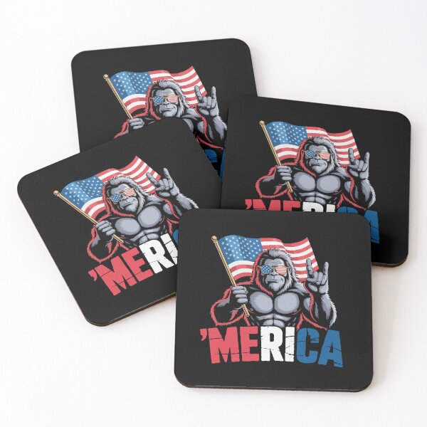 Item preview, Patriotic Bigfoot “Merica” Design – Funny Sasquatch USA Flag Sunglasses Meme, 4th of July American Pride Graphic designed and sold by BrainBubbleArt.