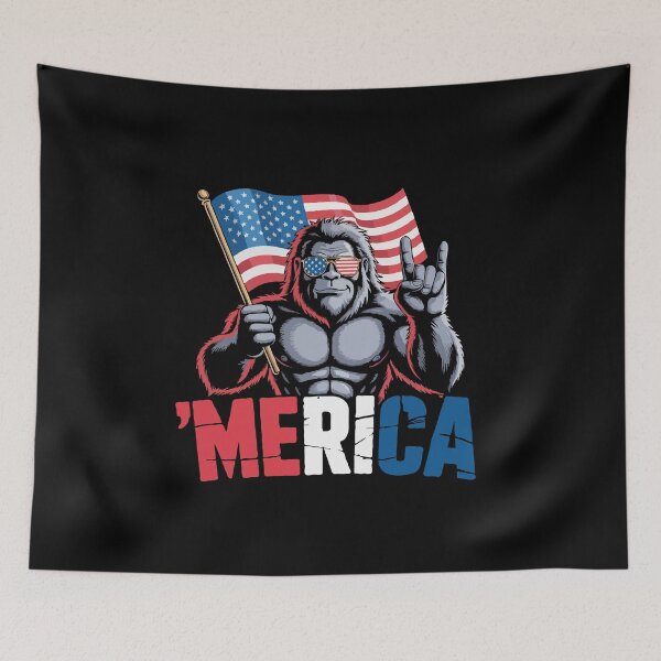 Item preview, Patriotic Bigfoot “Merica” Design – Funny Sasquatch USA Flag Sunglasses Meme, 4th of July American Pride Graphic designed and sold by BrainBubbleArt.