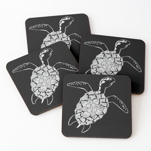 Item preview, Mandala Sea Turtle – Intricate Zen Ocean Art | Black and White Illustration designed and sold by Geometry Art.