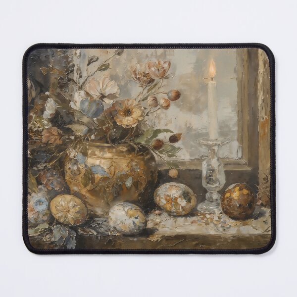 Item preview, Vintage Easter Floral Still Life with Candle and Painted Eggs designed and sold by Sergey Sedunov.