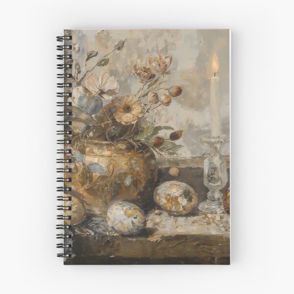 Item preview, Vintage Easter Floral Still Life with Candle and Painted Eggs designed and sold by Sergey Sedunov.