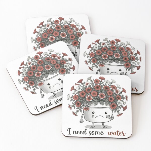 Item preview, "I Need Some Water" - Cute Sad Thirsty Plant Pot designed and sold by PoomDesign.