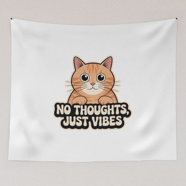 Item preview, No Thoughts Just Vibes Orange Cat Sticker | Funny Cat Lover Gift designed and sold by RICHYON.