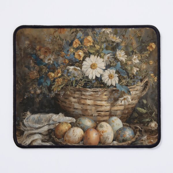 Item preview, Vintage Spring Basket Still Life with Daisies and Painted Eggs designed and sold by Sergey Sedunov.
