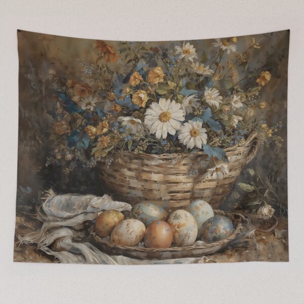 Item preview, Vintage Spring Basket Still Life with Daisies and Painted Eggs designed and sold by Sergey Sedunov.