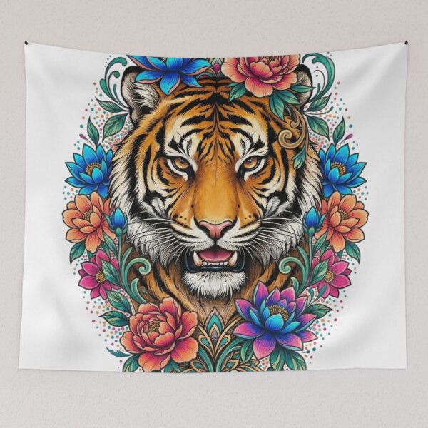 Item preview, Tiger and Flower designed and sold by PP&RAINBOW SHOP.