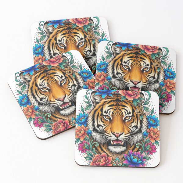 Item preview, Tiger and Flower designed and sold by PP&RAINBOW SHOP.