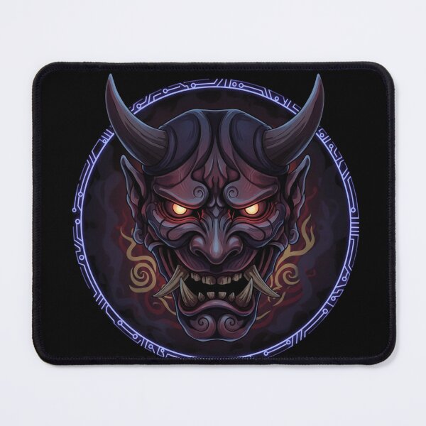 Item preview, Neon Oni Mask Japanese Demon Cyberpunk Glowing Eyes Dark Aesthetic designed and sold by LavinyArt.