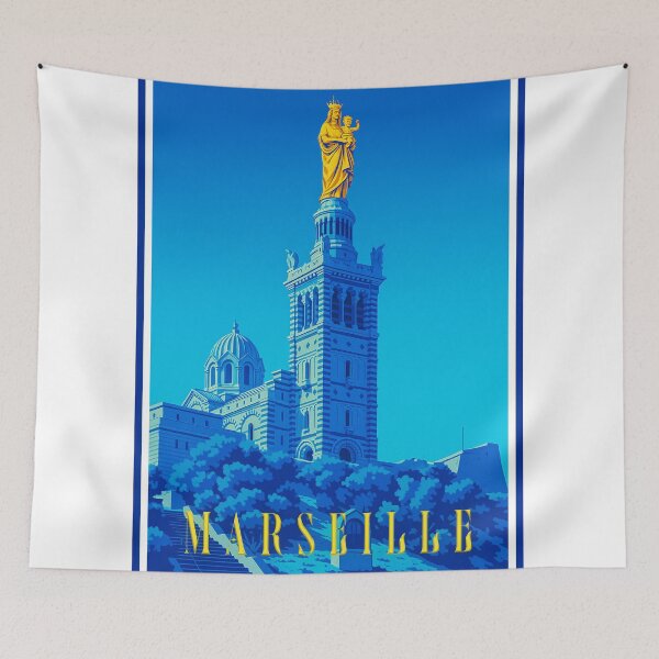 Item preview, Marseille, France Vintage Travel Poster Notre-Dame de la Garde designed and sold by eonvisuals.