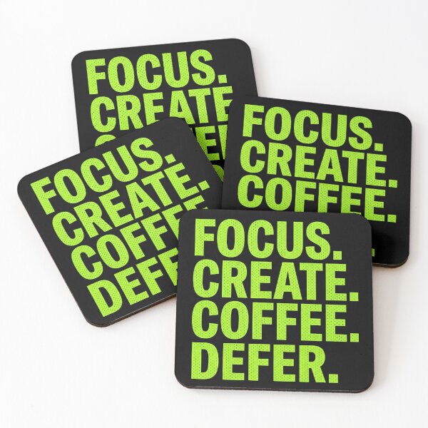 Item preview, Focus Create Coffee Defer Neon Typography Design designed and sold by NiceArtsPlace.