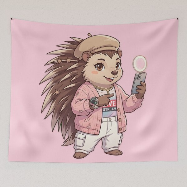 Item preview, Cute Porcupine Influencer - Live Streaming Anime Animal Art designed and sold by WalterAdd.