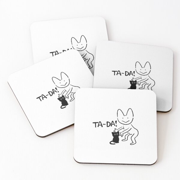 Item preview, Ta-da! – Dramatic Cat Duo Sticker | Cute Funny Kawaii White & Black Cats for Journals & Planners designed and sold by lazydayz16.