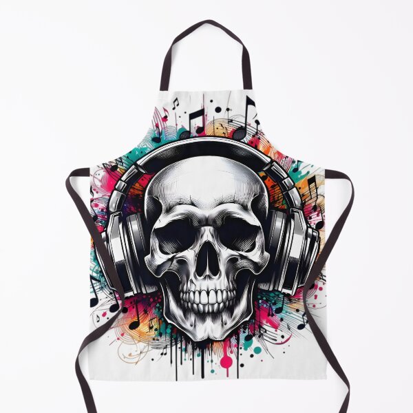 Item preview, Skull with headphones, edgy street music art designed and sold by AlanyaArtX.