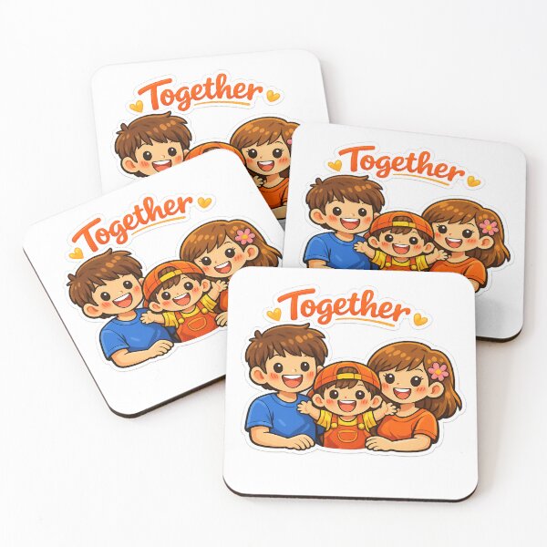 Item preview, Cute Cartoon Family Sticker - Together - Smiling Parents & Child - Warm Colors designed and sold by MKreative Studio.