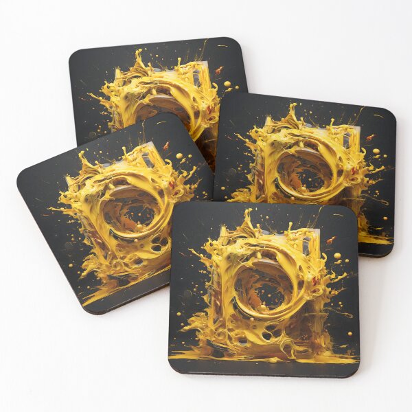 Item preview, Golden Liquid Explosion - Abstract Energy Form in Fluid Motion designed and sold by Peter Kraaibeek | Generative Designs and Car Art.