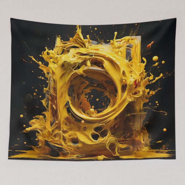 Item preview, Golden Liquid Explosion - Abstract Energy Form in Fluid Motion designed and sold by Peter Kraaibeek | Generative Designs and Car Art.