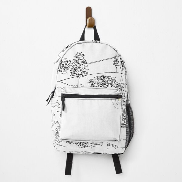 Item preview, Minimal Mountain Village Line Art with Abstract Sun designed and sold by busurman.
