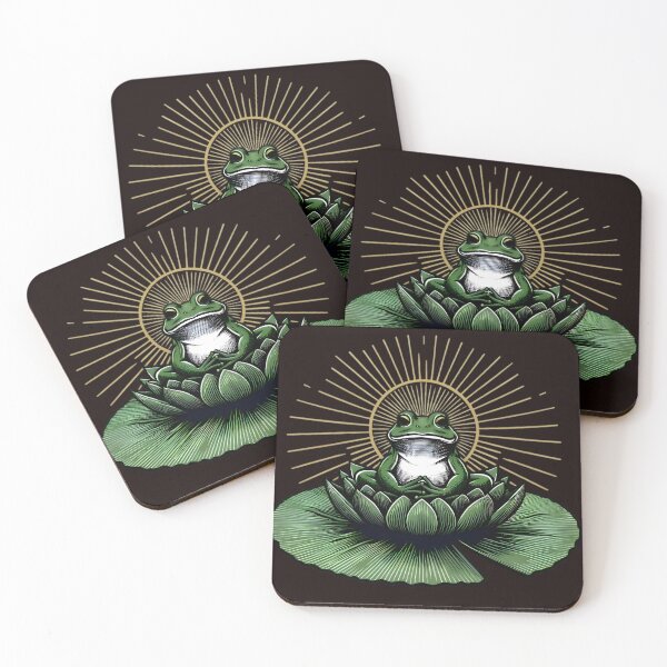 Item preview, Zen frog meditating on lily pad, japanese aesthetic  designed and sold by AlanyaArtX.