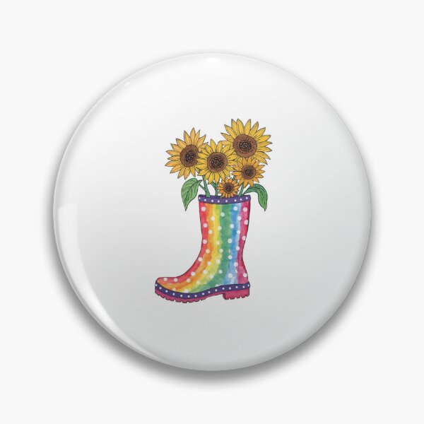 Item preview, Rainbow rain boots and sunflowers designed and sold by uunaa.