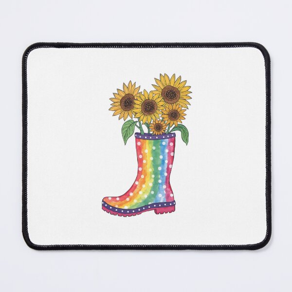 Item preview, Rainbow rain boots and sunflowers designed and sold by uunaa.