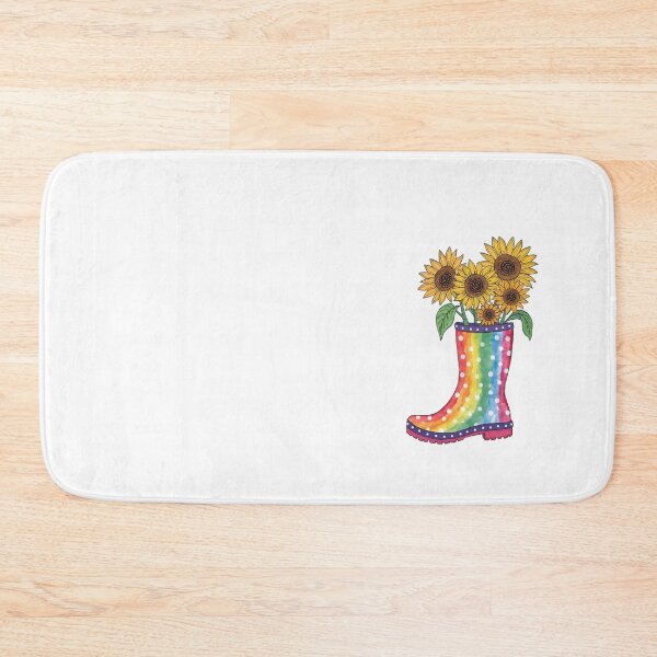 Item preview, Rainbow rain boots and sunflowers designed and sold by uunaa.